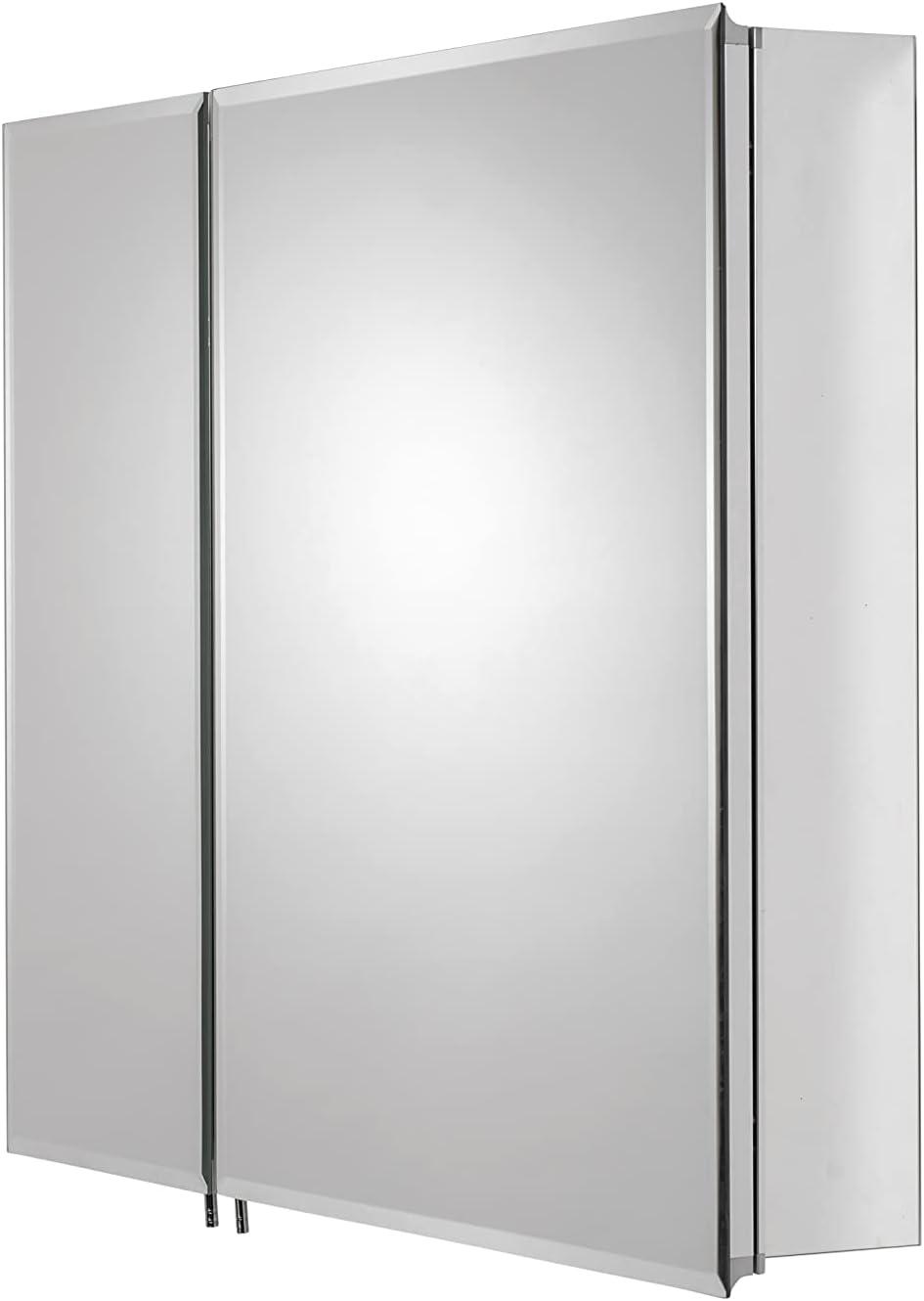 Croydex Halton Double Door Aluminium Bathroom Medicine Cabinet in Chrome (30x26in)