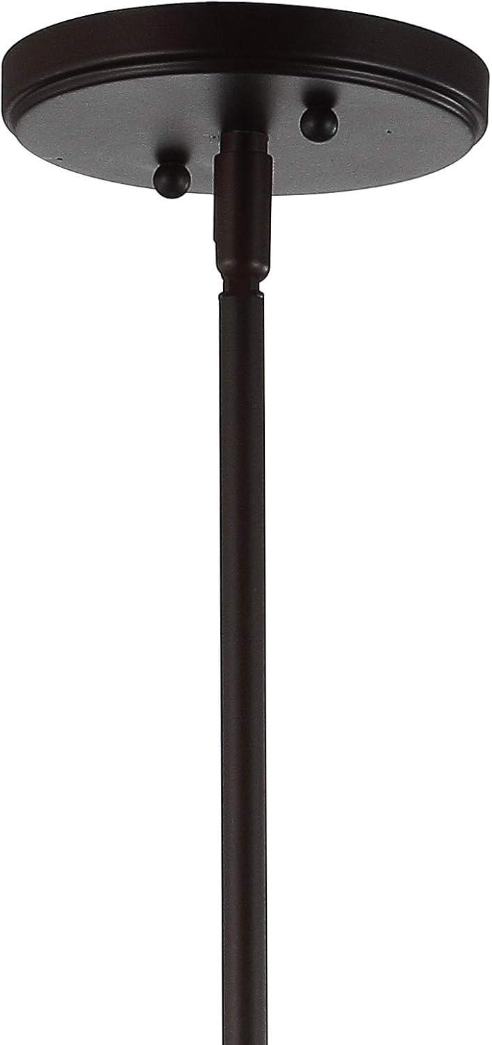 Watts 13.25" 1-Light Mid-Century Modern Iron/Glass LED Pendant, Oil Rubbed Bronze/Clear