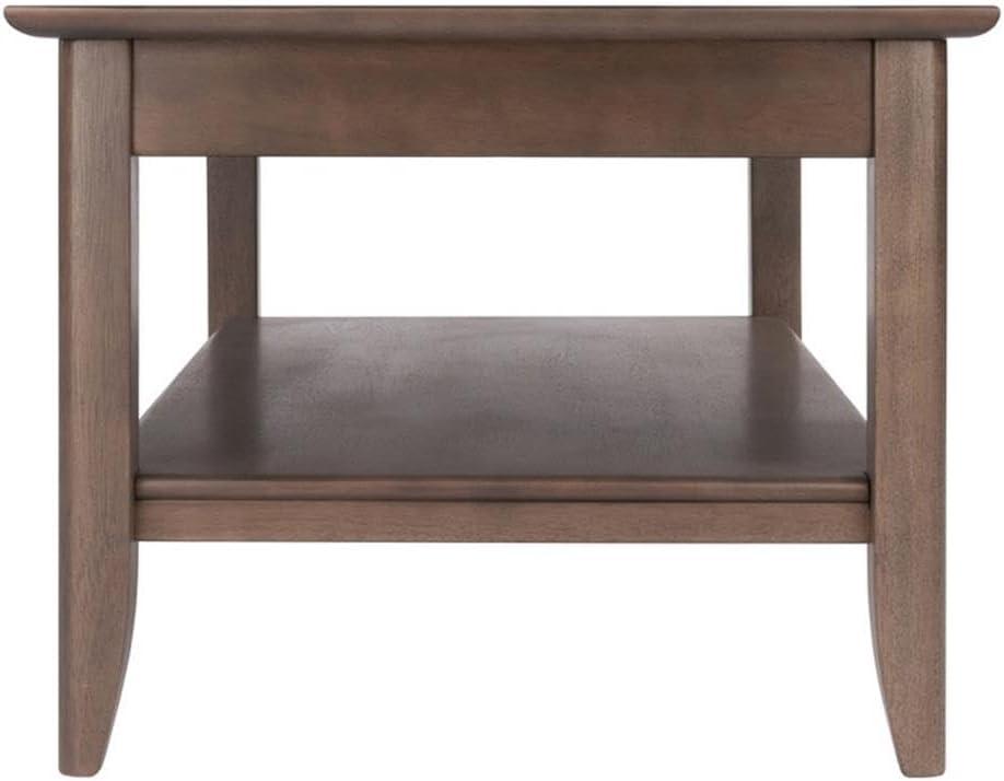 Santino Coffee Table Oyster Gray - Winsome: Wooden Rectangle Design, Fixed Shelf, MDF & Veneer, Living Room Furniture