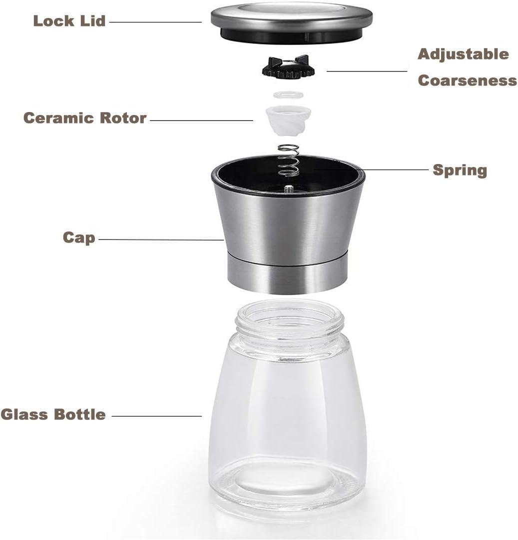 Stainless Steel and Glass Manual Salt & Pepper Grinder Set