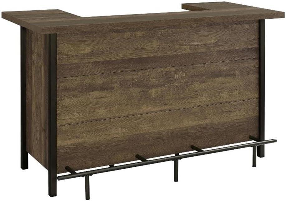 Rustic Oak and Black Rectangular Bar Unit with Storage