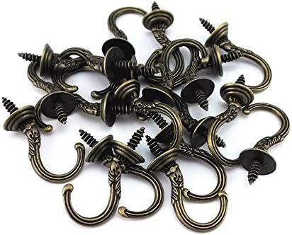 yueton 20pcs Vintage Carving Screw-in Ceiling Hooks Cup Hooks Hanger 1/2inch Open Mouth Wall Hook