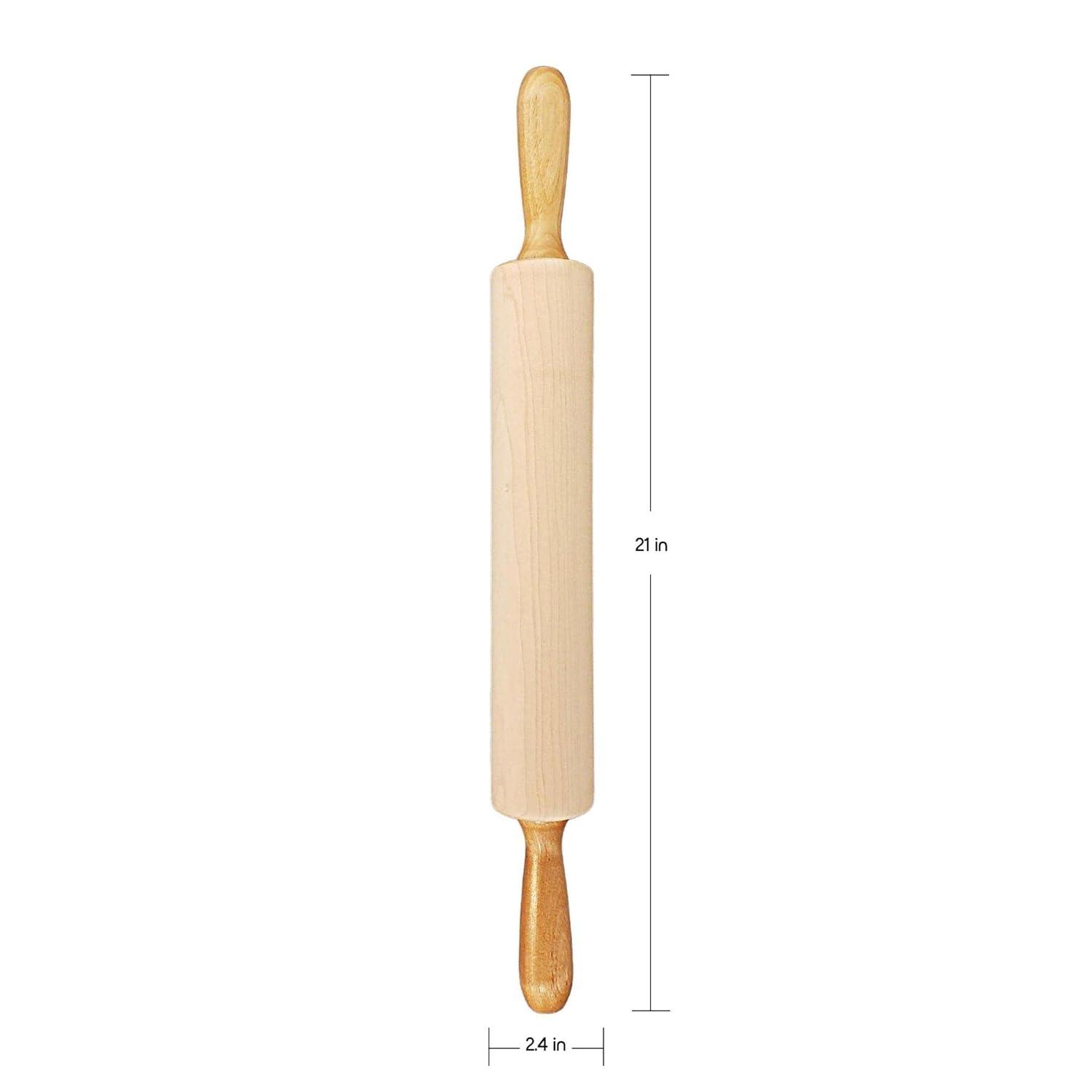 Frieling Classic Rolling Pin with handles, 12", Brown