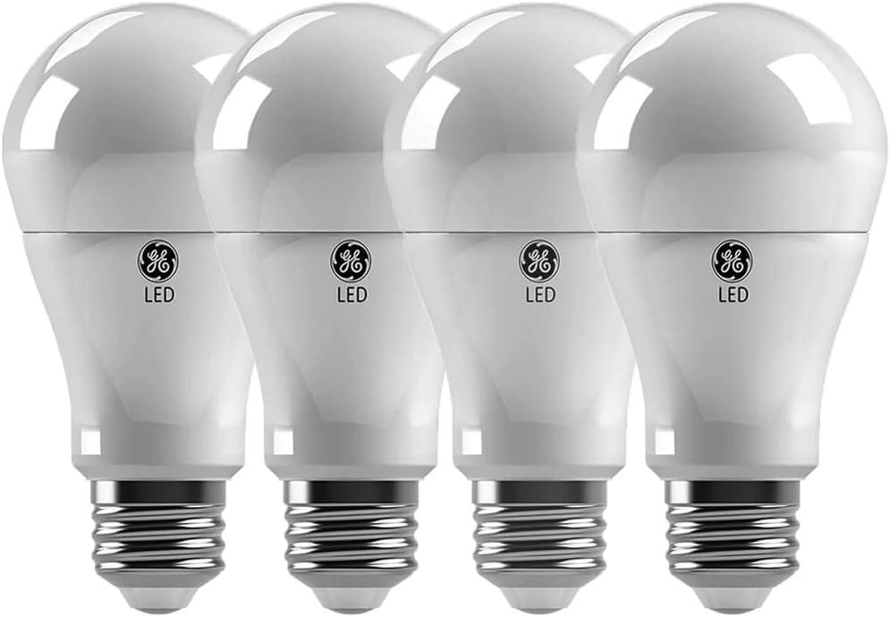 GE 4pk 40W Basic A19 LED Light Bulbs Daylight: 5000K, 420 Lumens, E26 Base, 9.1-Year Life, Damp Location Suitable
