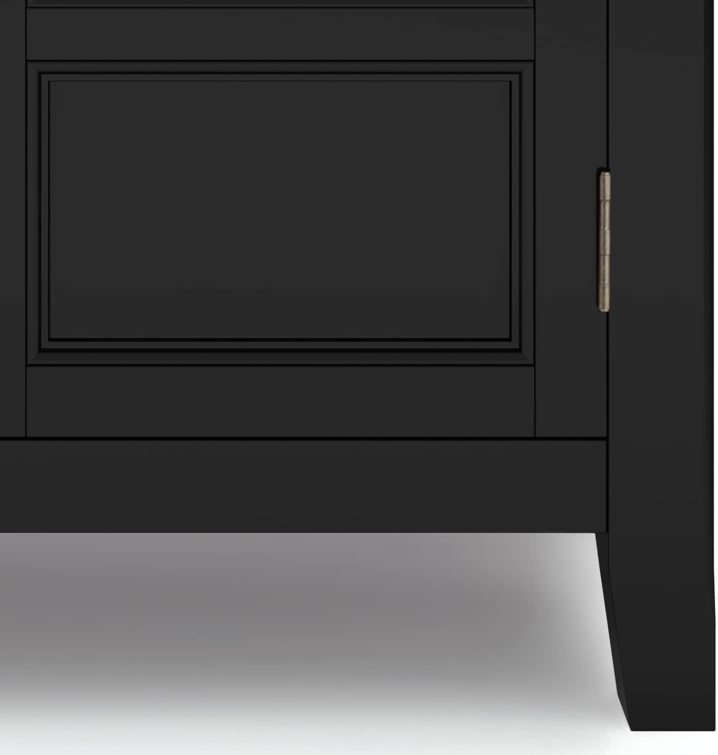 Simpli Home Burlington Solid Wood Low Storage Cabinet In Black