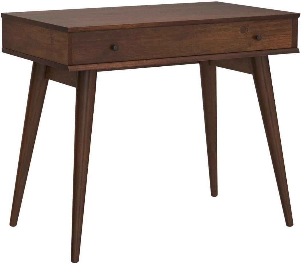 Castanho Brown Mid-Century Modern Solid Wood Writing Desk with Drawer