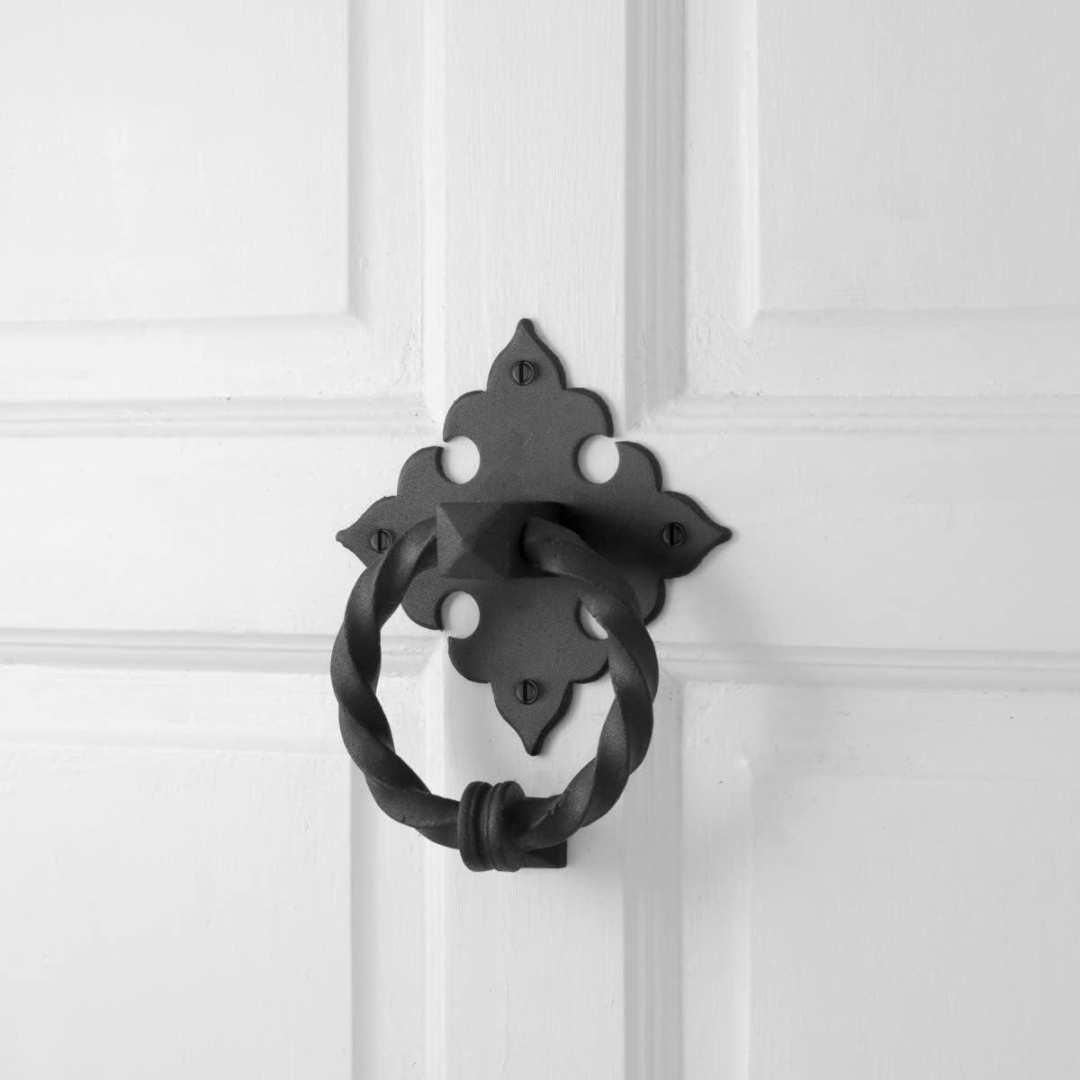 The Renovators Supply Inc. Black Door Knocker Cast Iron Door Knockers 7 Inch X 5.5 Inch Renovators Supply