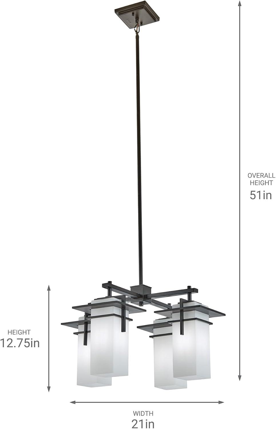 Caterham 12.75 inch 4 Light Chandelier with Satin Etched Cased Opal Glass in Olde Bronze®