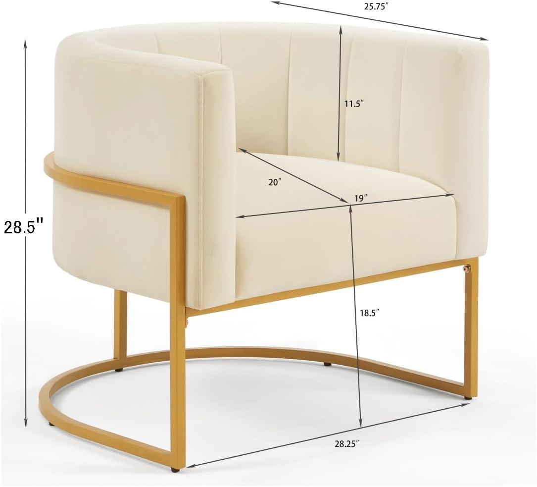 KOSSMAI Upholstered Velvet Accent Barrel Chair with Golden Metal Legs for Living Room Bedroom Office Lounge Chair, Mid-Century Modern Style Armchair (Black)