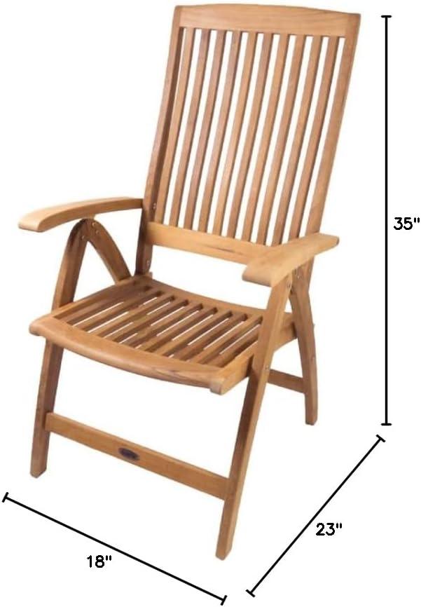 Teak Folding Armchair with Adjustable Backrest