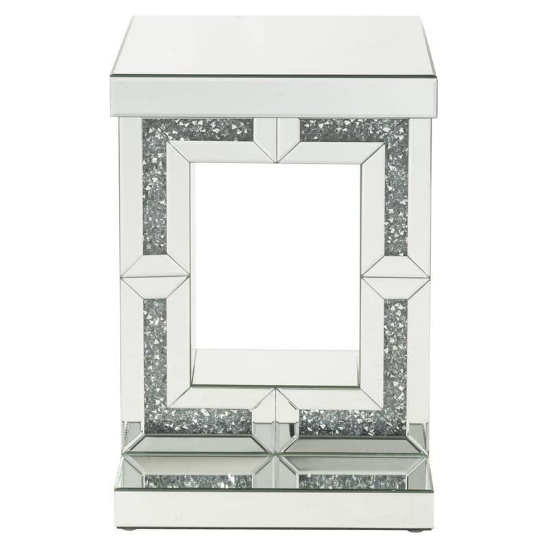 16" Noralie Accent Table Mirrored/Faux Diamonds - Acme Furniture