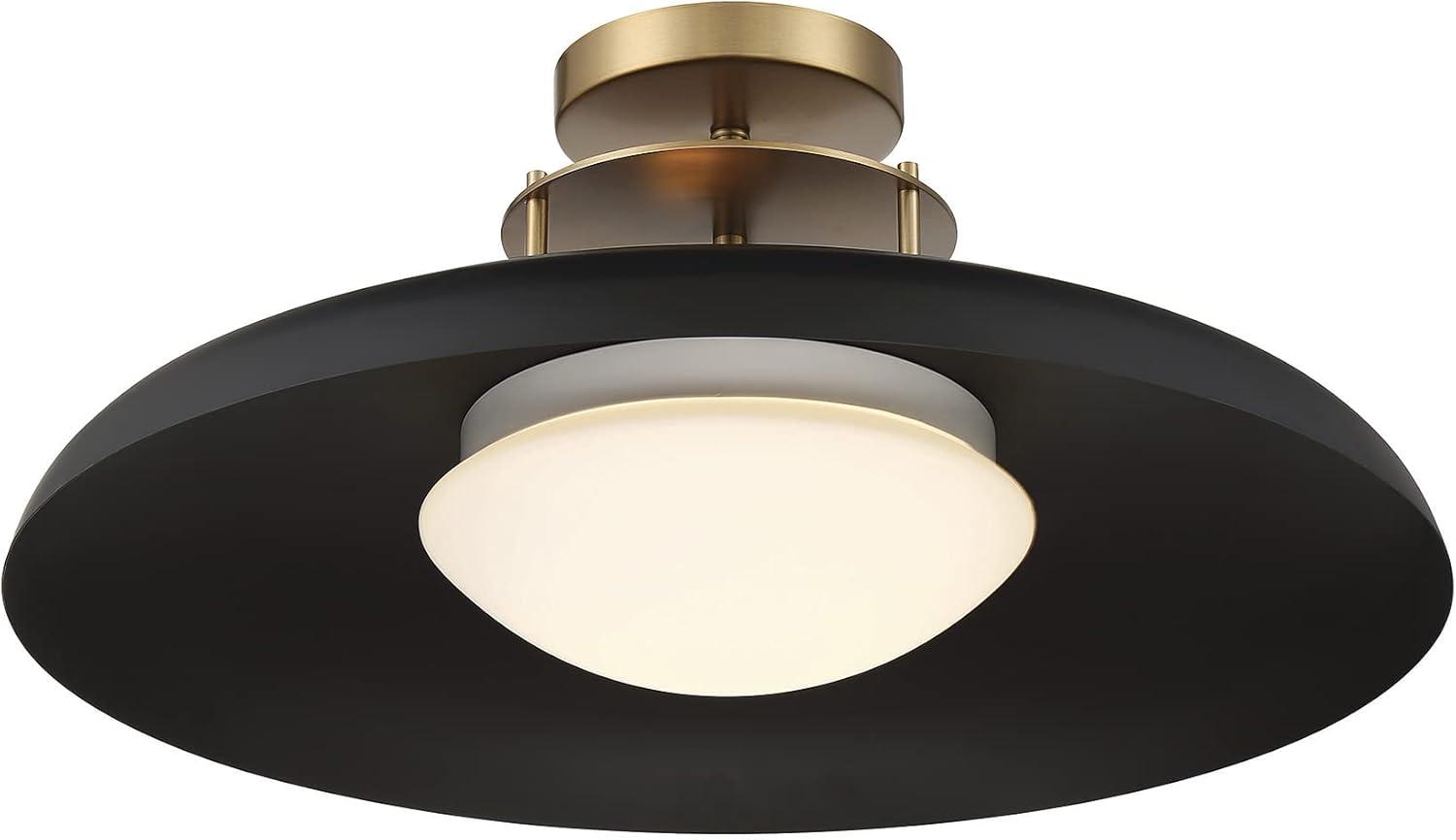 1 Light Semi-Flush Mount in Vintage Style-9 inches Tall and 20 inches Wide-Matte Black/Warm Brass Finish Bailey Street Home 159-Bel-4636207