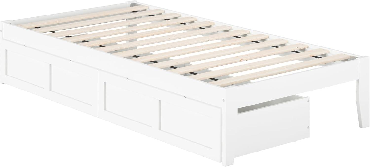 Queen Colorado Bed with USB Turbo Charger and 2 XL Drawers White - AFI: Mid-Century Modern, No Box Spring Needed