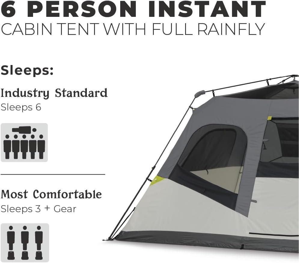 CORE Equipment 6 Person Instant Cabin Tent w/ Full Fly