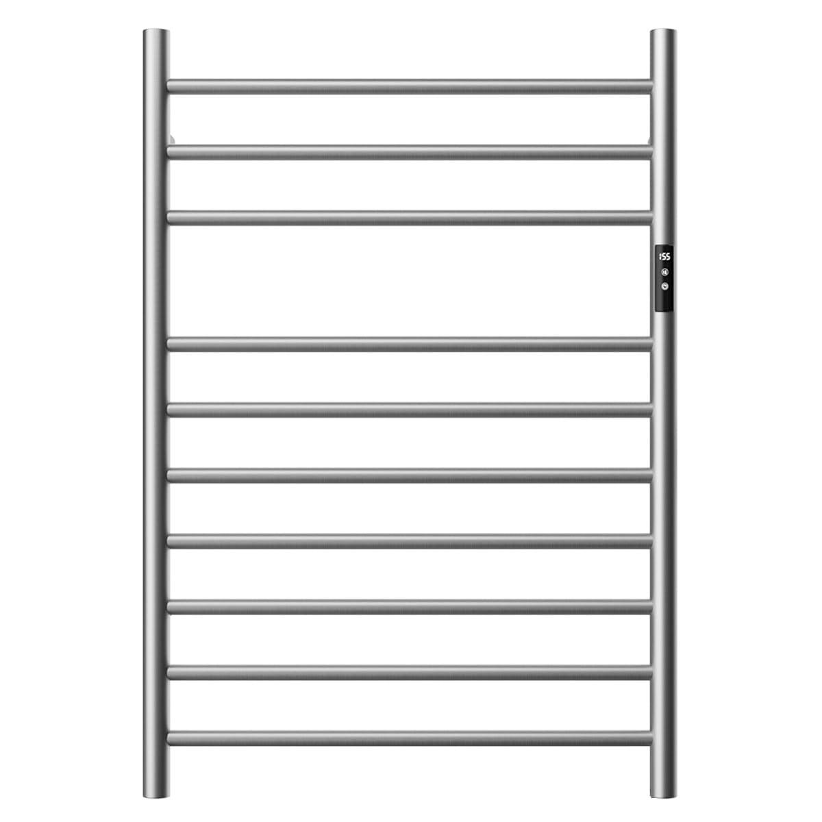 Topcobe 10 Bar Towel Warmer Wall Mounted Electric Heated Towel Rack with Built-in Timer, Bathroom Furniture, Electric Heated Towel Racks for Bathroom, Silver