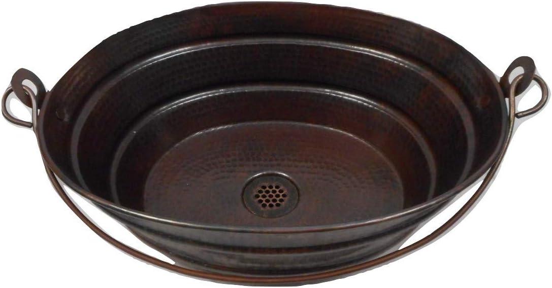 16" Oval Copper BUCKET Bathroom Sink in Aged Copper Patina