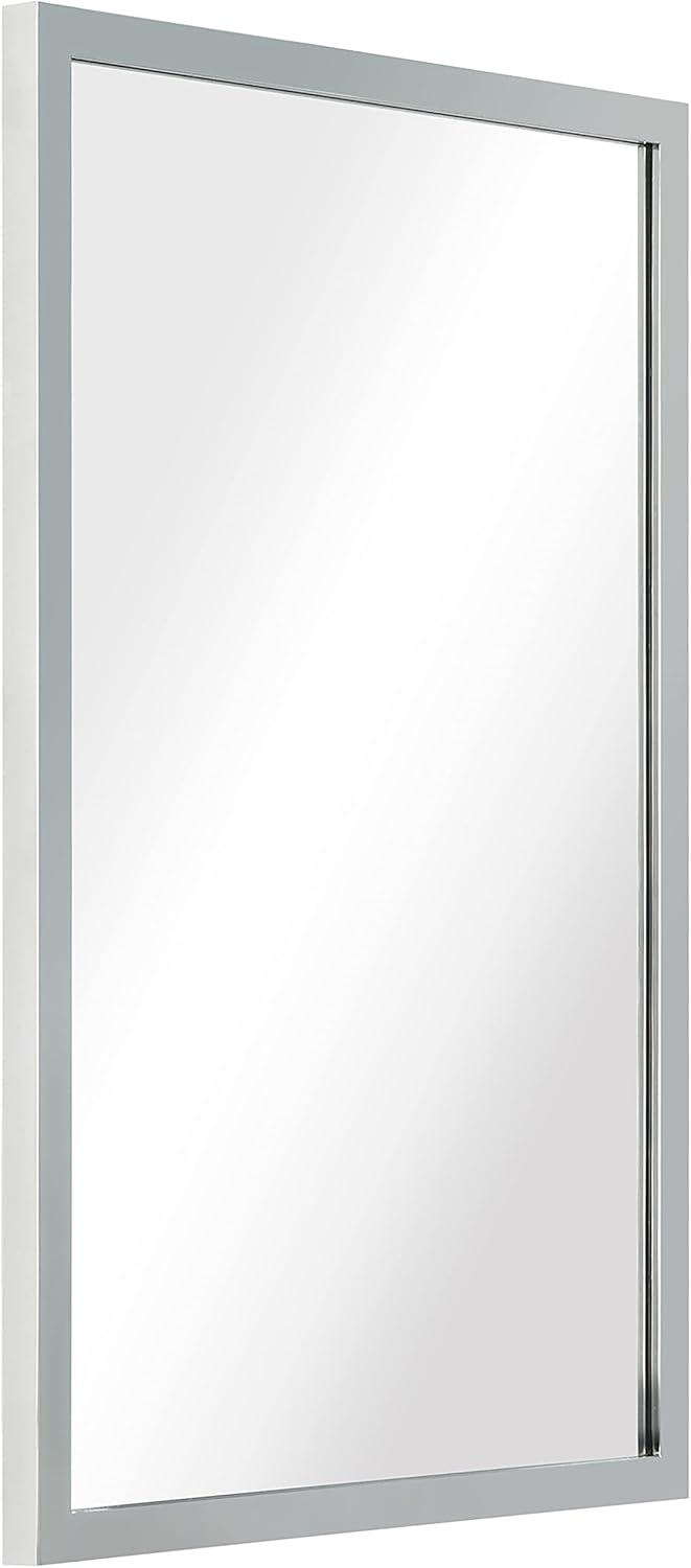 Empire Art Direct Contempo Polished SIlver Stainless Steel Frame Rectangle Wall Mirror, 20" x 30" x 1", Ready to Hang