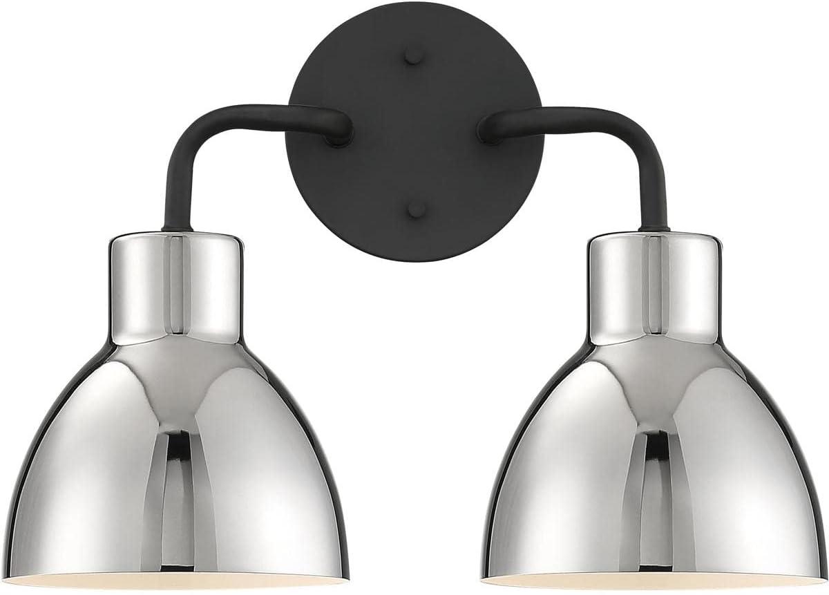 Sloan Matte Black and Polished Nickel 2-Light Vanity Fixture