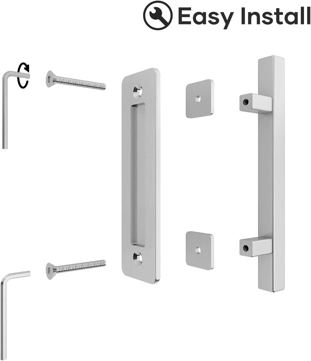 12'' Stainless Steel Sliding Barn Door Handle Set, Double Sided