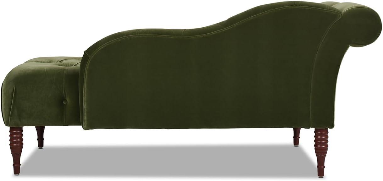 Jennifer Taylor Home Samuel Tufted Roll Arm Chaise Lounge Olive Green Velvet