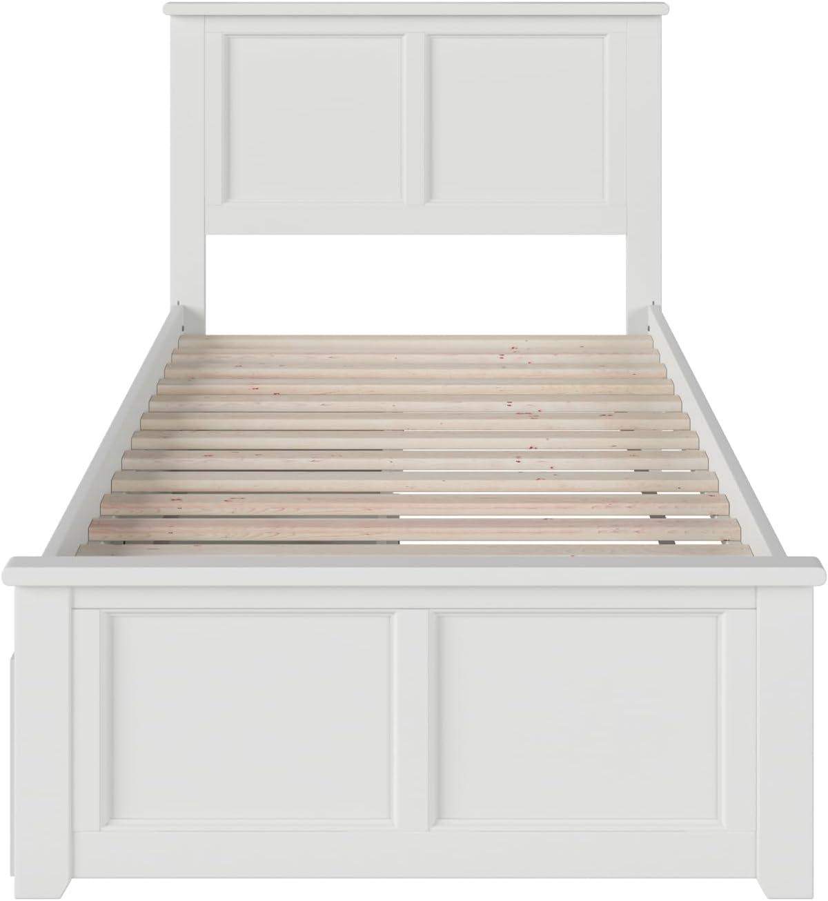 Madison Twin XL Platform Bed with Matching Foot Board with 2 Urban Bed Drawers in White