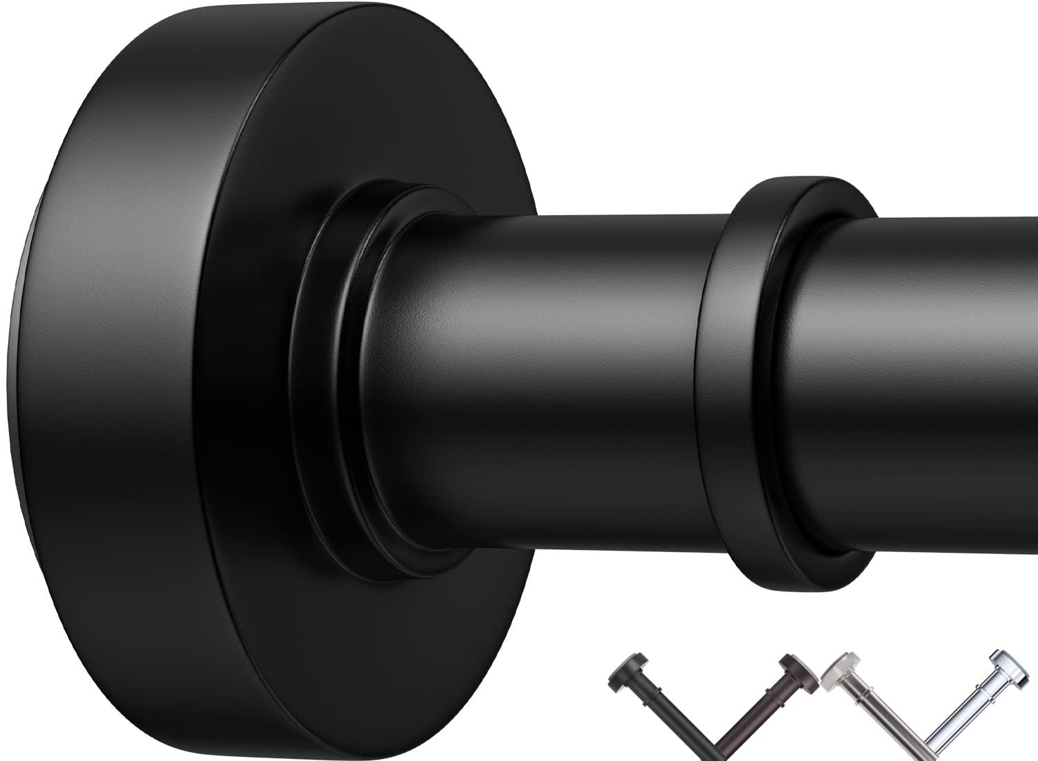 BloomFlower Chrome Shower Rod with 12 Hooks, Adjustable 43-72 inches,Rust Resistance,Tension Metal Rod,No Drill,Silver