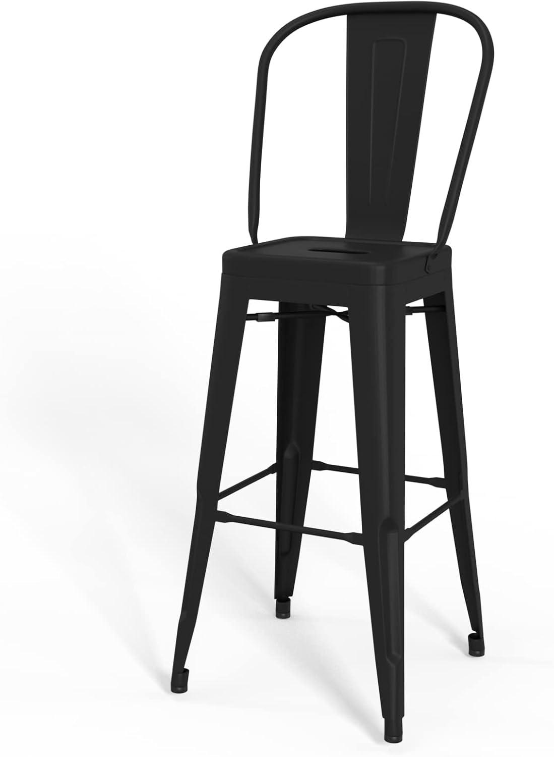 Fletcher 30" Industrial Black Metal Bar Stool Set of 2