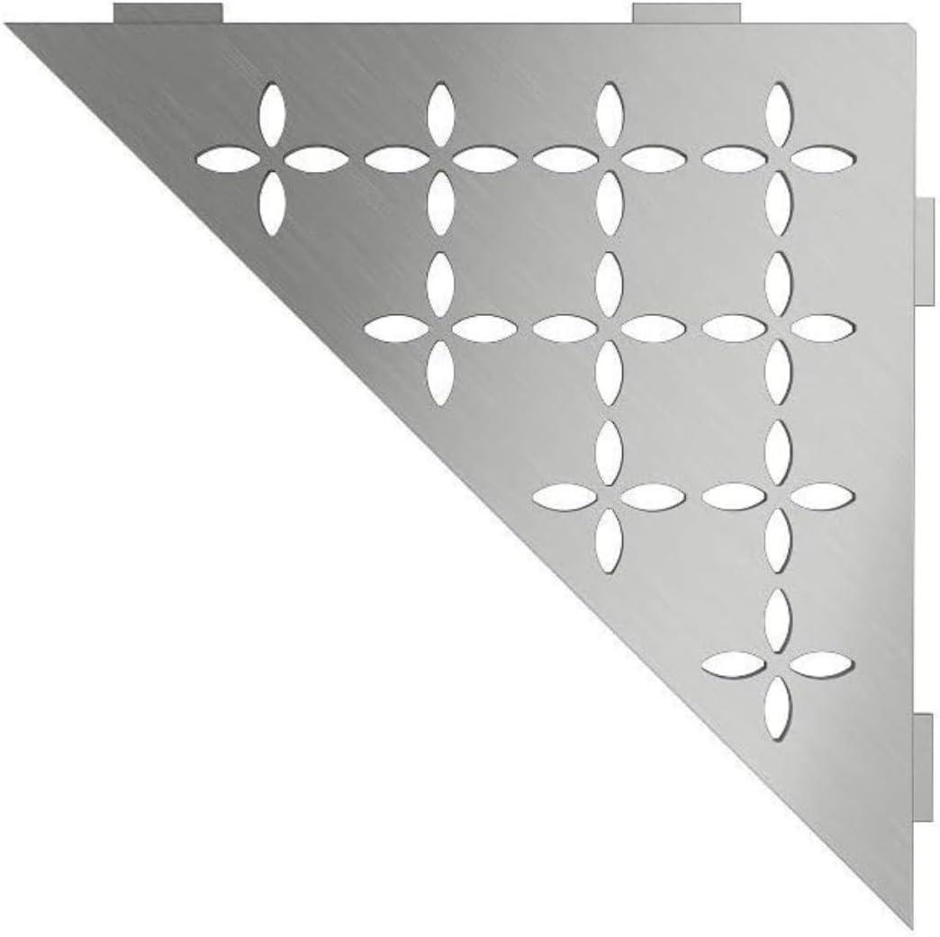 Floral Brushed Stainless Steel Triangular Corner Shower Shelf