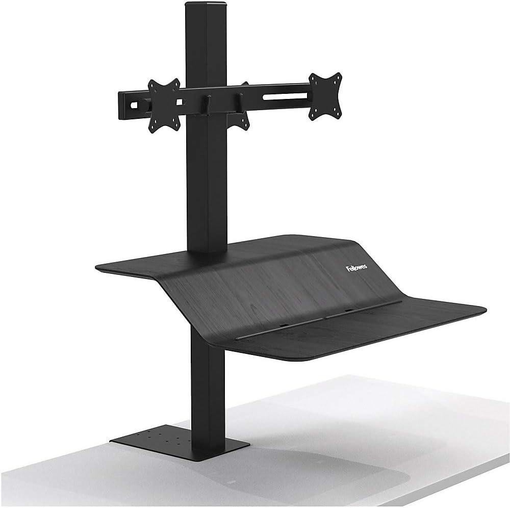 Elevate Plus Black Dual-Display Sit-Stand Workstation Converter