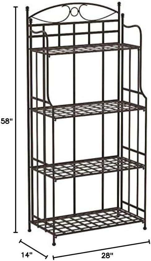 Santa Fe Matte Brown 4-Tier Iron Bakers Rack