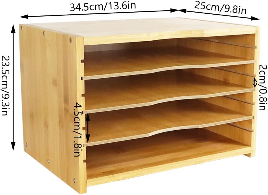 Natural Bamboo Adjustable Shelf File Organizer for Desk