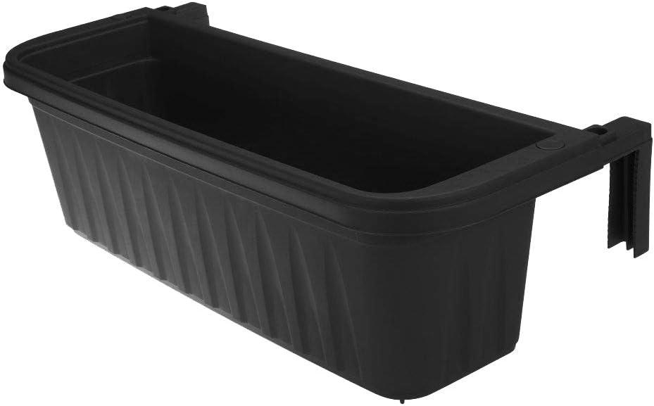 Adjustable Black Railing Planter with UV Resistance and Water Reservoir, 24"