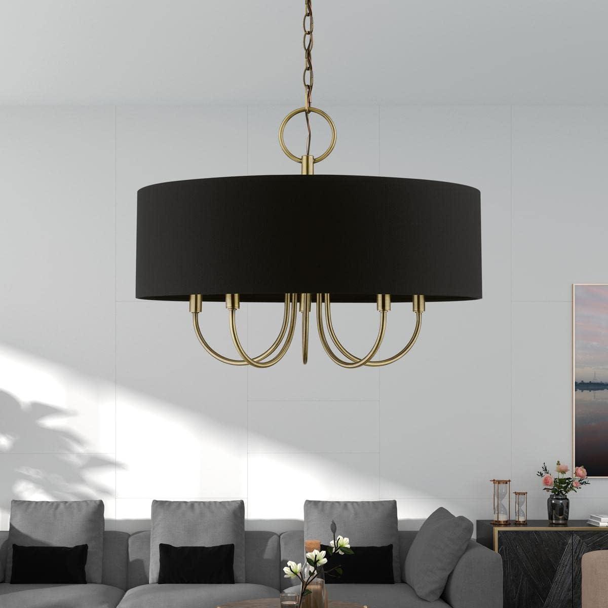 Livex Lighting 40115 Huntington 5 Light 23" Wide Taper Candle Drum Chandelier - Brass