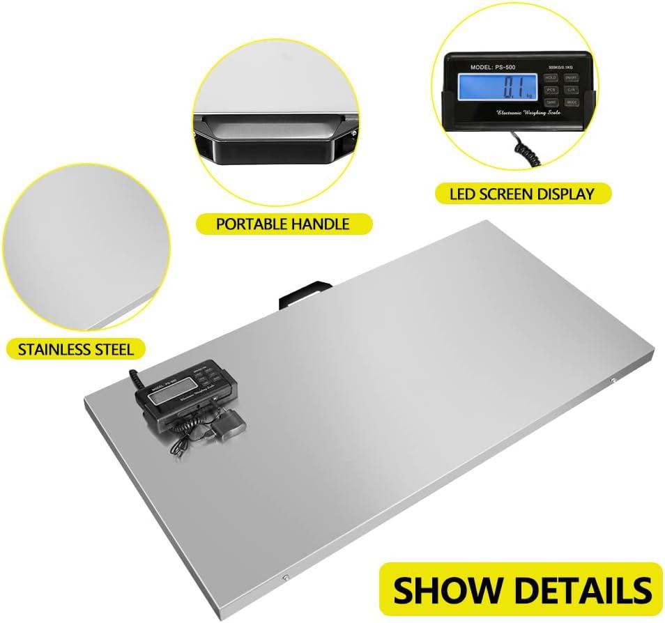 VEVOR 1100Lbs x 0.2Lbs Digital Livestock Scale Large Pet Vet Scale Stainless Steel