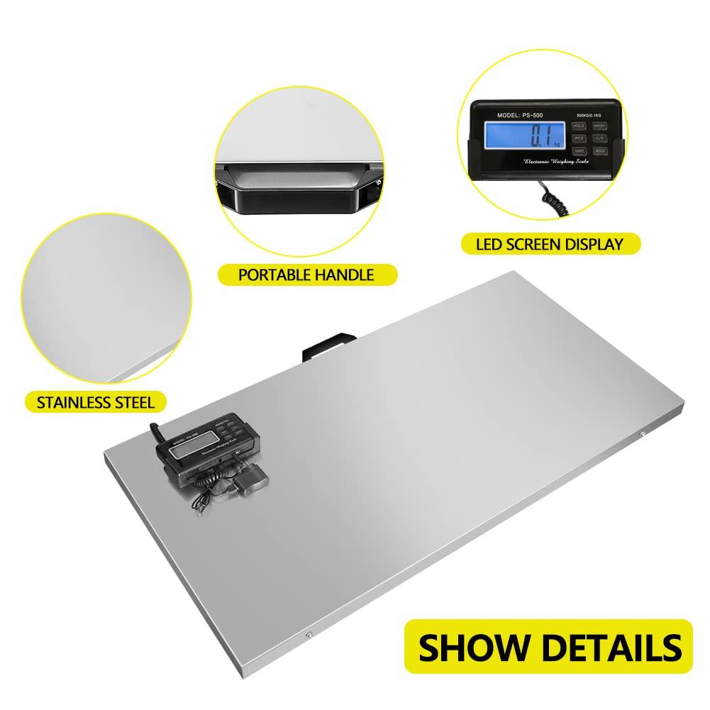 VEVOR 1100Lbs x 0.2Lbs Digital Livestock Scale Large Pet Vet Scale Stainless Steel