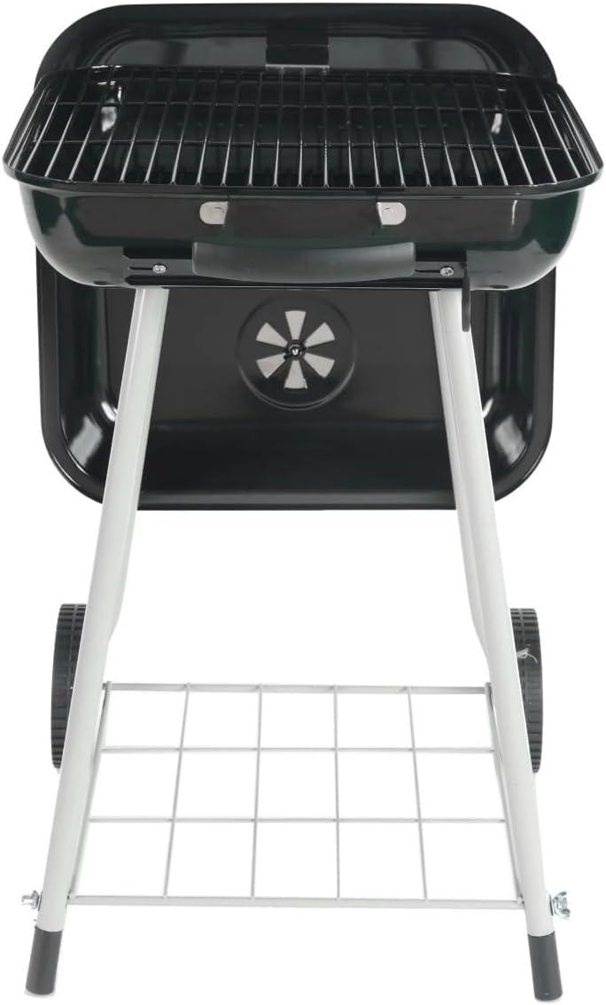 Expert Grill 17.5" Square Steel Charcoal Grill with Wheels, Black, New