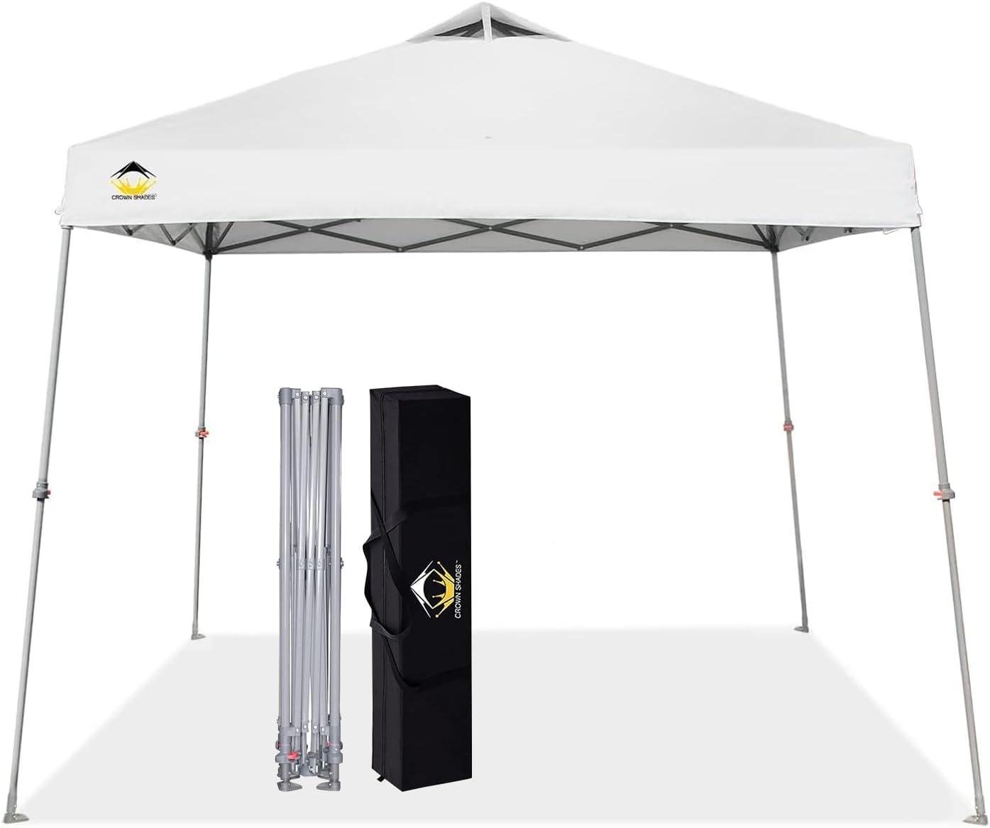 9x9 Pop Up Canopy Tent with Roller Bag – Slant Leg Outdoor Shade for Events & Camping White