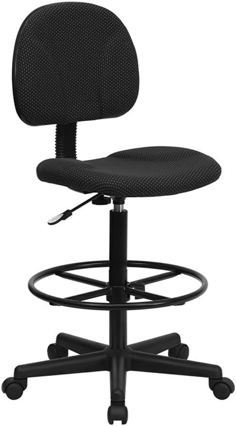 Black Adjustable Swivel Drafting Chair with Foot Ring