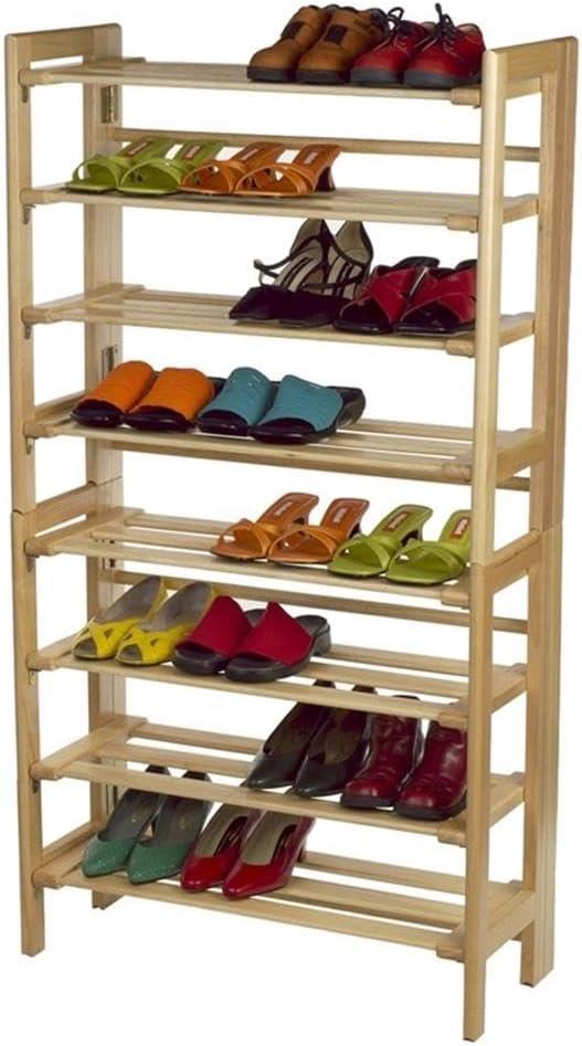 Clifford Foldable Shoe Rack Natural - Winsome: Adjustable, Easy Storage, 12 Pairs Capacity, Wood Frame