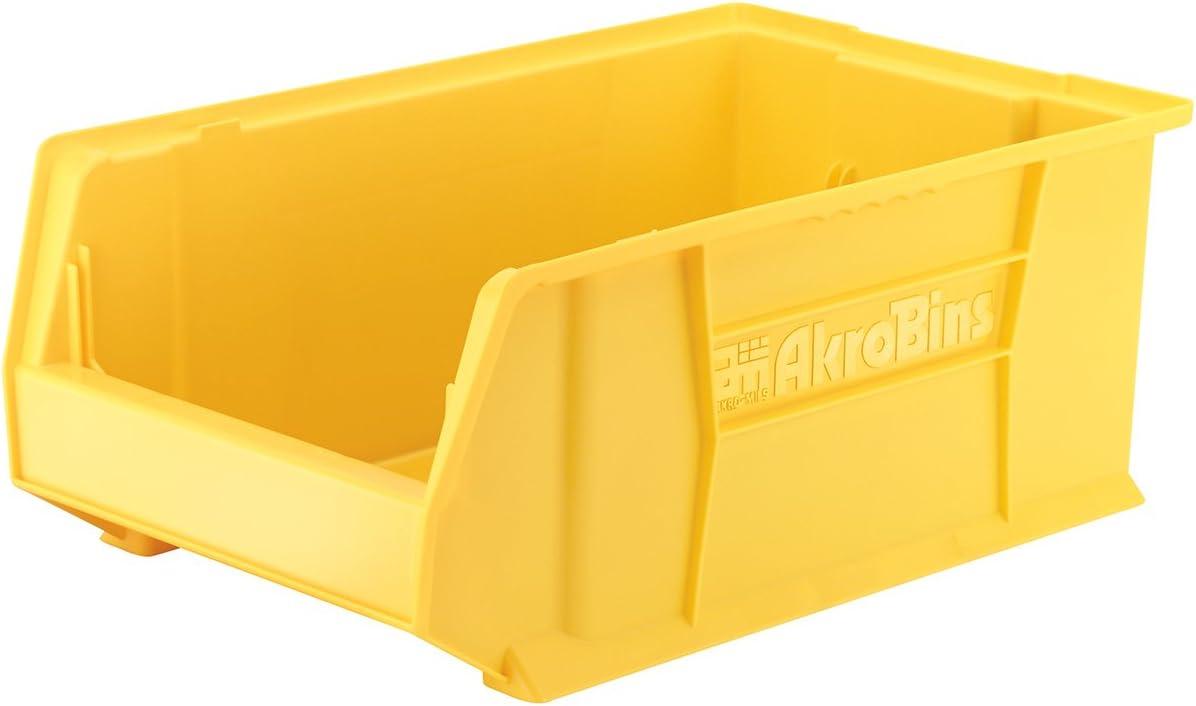 Yellow Stackable Plastic Storage Bin with Rear Handle, 20-Inch