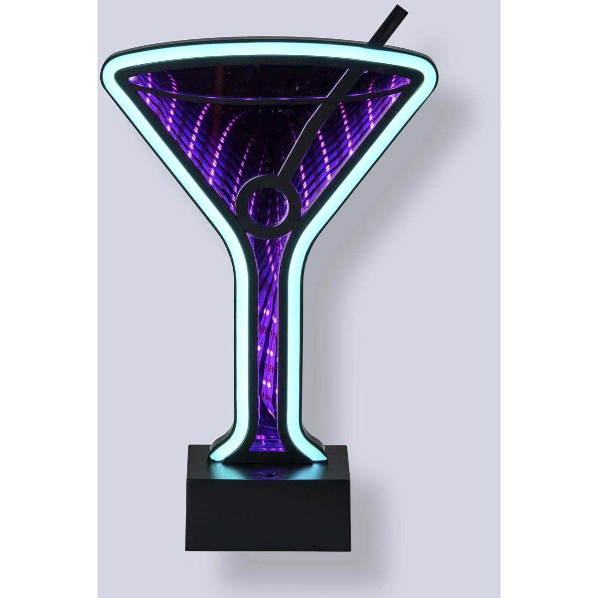 Infinity Neon Martini Glass Table/Wall Lamp Black - Adesso: USB Powered, Battery Option, LED Lighting