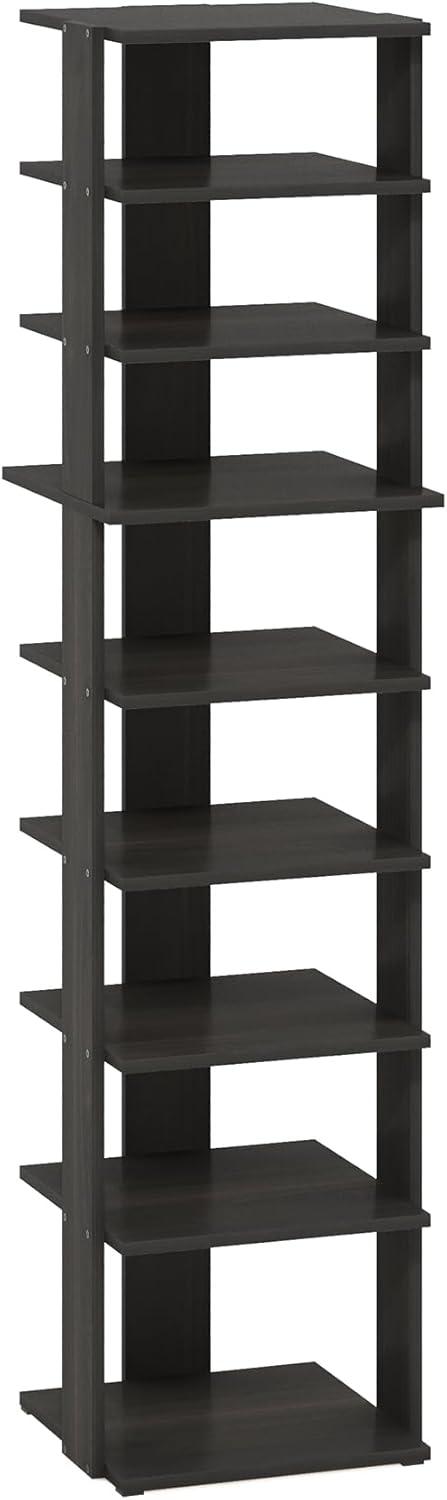Furinno Compact 9-Tier Vertical Space Saving Free Standing Shoe Tower, Shoe Rack for Closet Entryway, Espresso