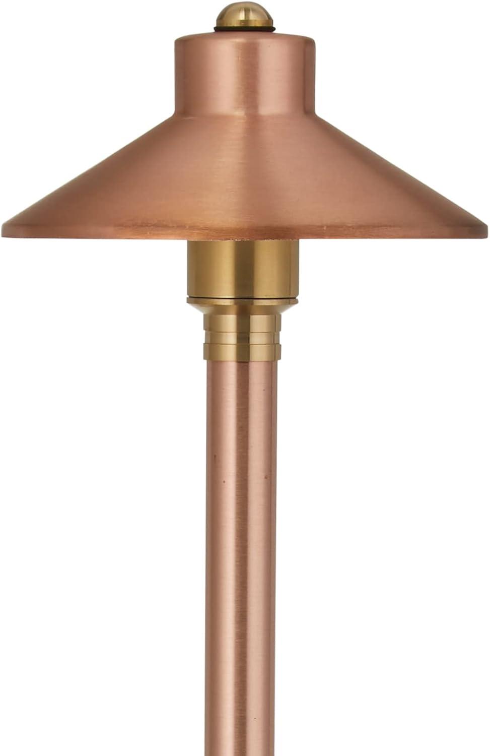 VOLT Flat Hat 12V Copper Path Light (7" Shade, 25" Tall)