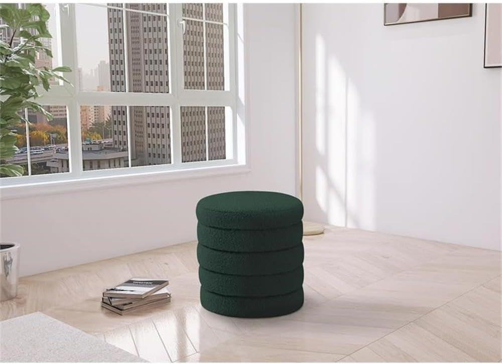 Meridian Furniture Aphia Green Boucle Fabric Ottoman/Stool