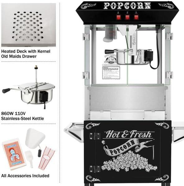 Great Northern Popcorn Lincoln Popcorn Machine with Cart - 8oz Popper with Stainless-Steel Kettle by Great Northern Popcorn