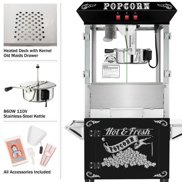 Great Northern Popcorn Lincoln Popcorn Machine with Cart - 8oz Popper with Stainless-Steel Kettle by Great Northern Popcorn