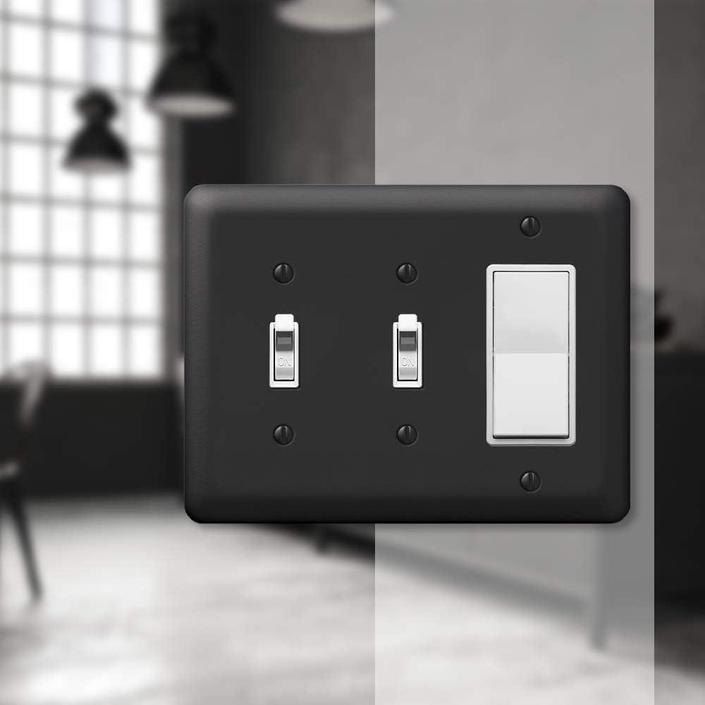 Amerelle 935TTRBK Moderne Wallplate 2 Toggle / 1 Rocker Steel Black 1-Pack