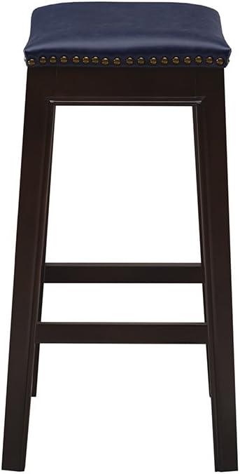 Westley Saddle Counter Height Barstool Navy: Madison Park, Upholstered, Wood Legs, 20" Wide