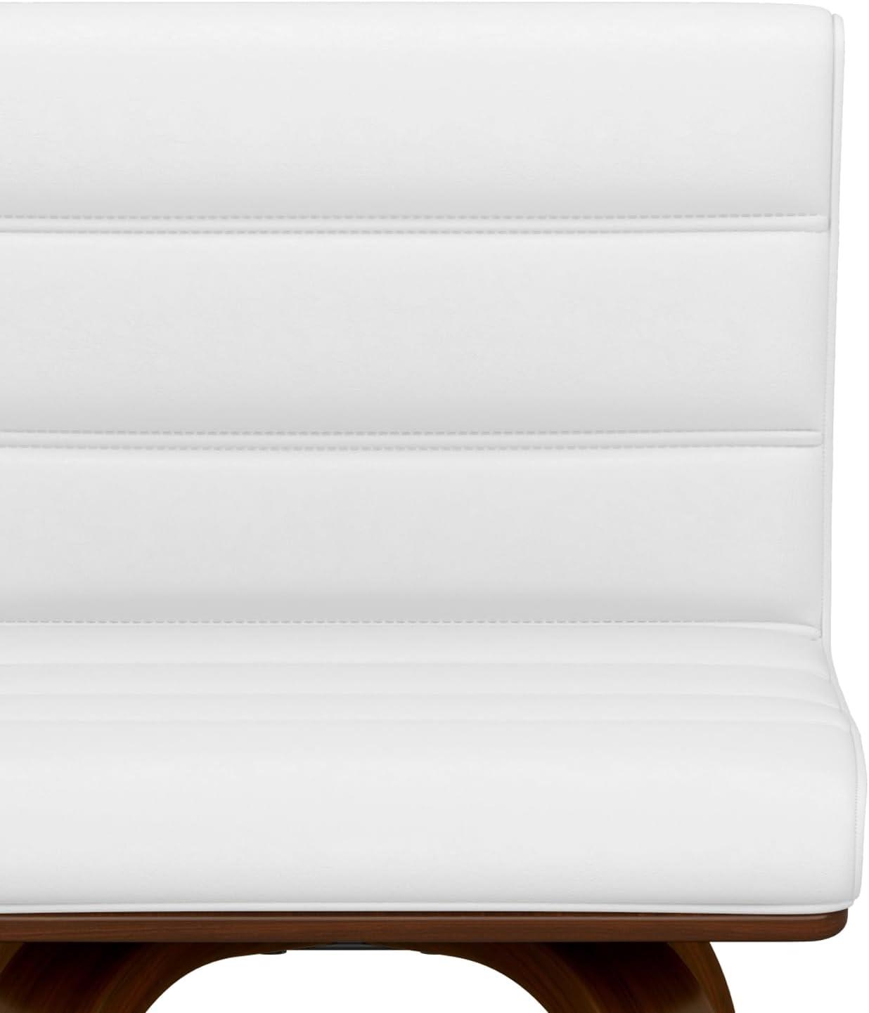 Simpli Home Roland Swivel Upholstered Mid-Century Modern Stool with Padded Seat and Back