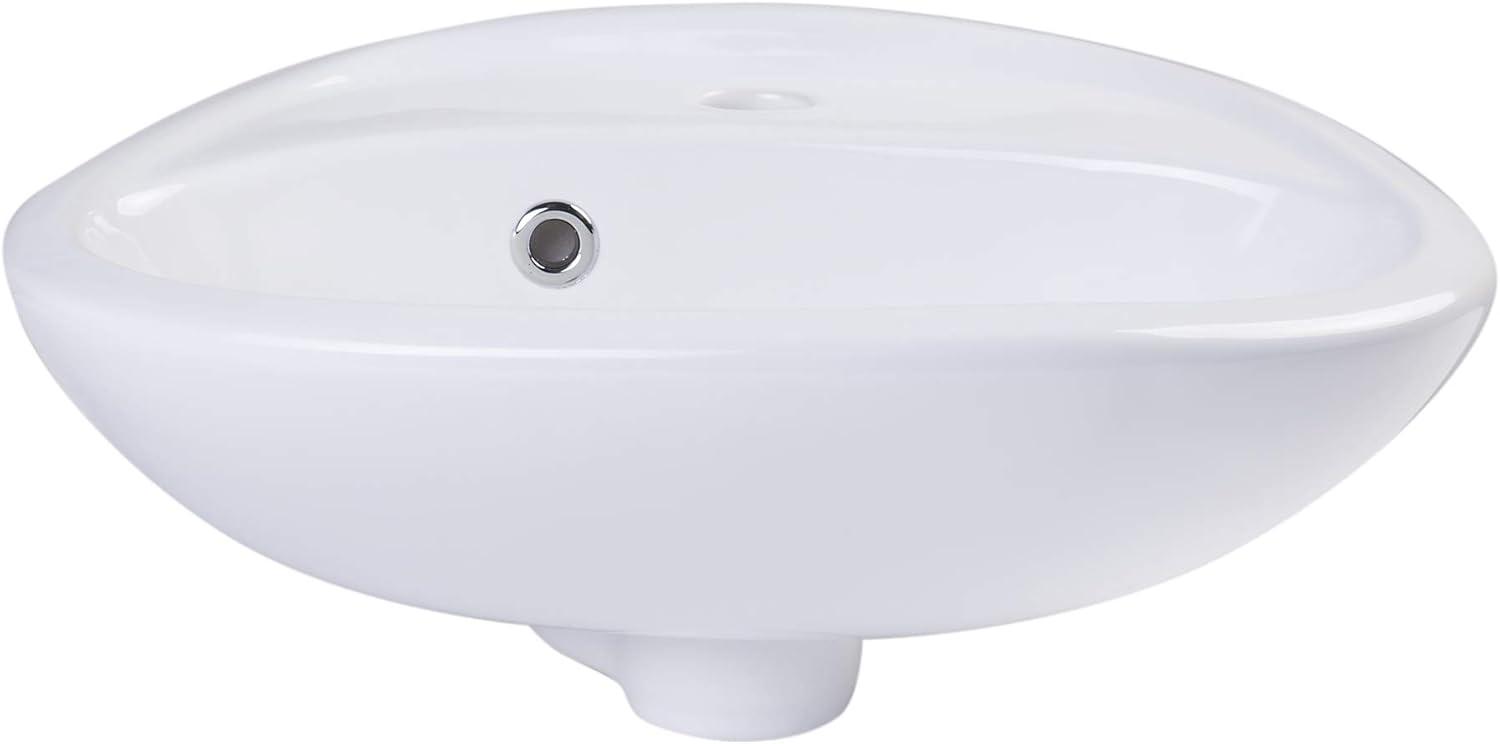 Alfi Brand 13.5'' White Ceramic Oval Bathroom Sink with Overflow